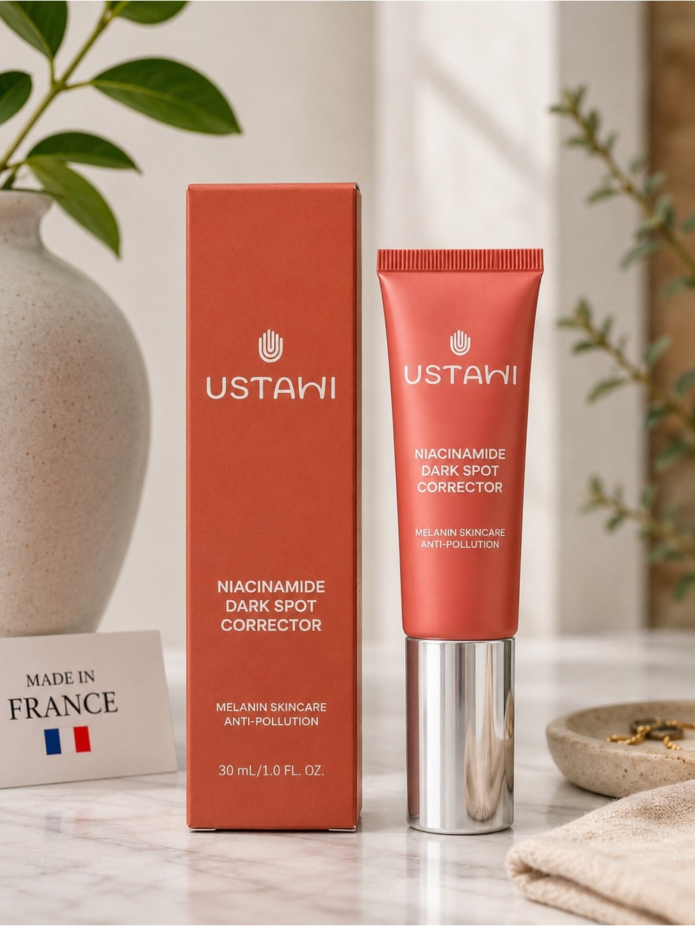 USTAWI Niacinamide Dark Spot Corrector 30mL Made in France Anti-Pollution NIB